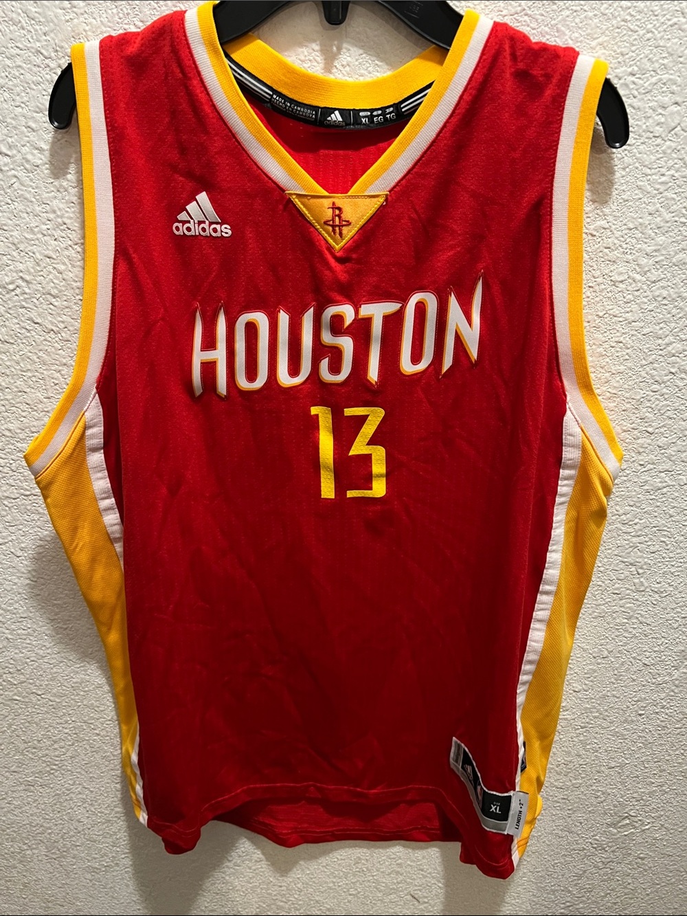 adidas Houston Rockets Red & Yellow #13 Basketball Jersey